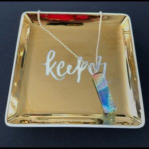 Fused Dichroic Glass Rainbow Pendant with Ripple Effect 🌈